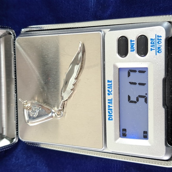 Vintage Native American Turquoise Sterling Silver Feather Earrings Signed - Picture 11 of 15